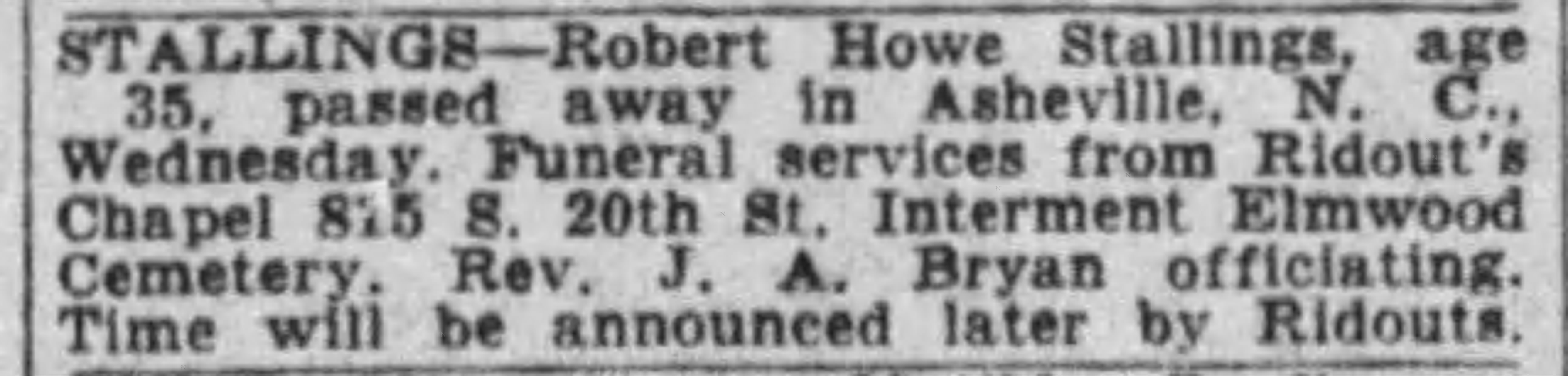 Robert Howe Stallings obituary